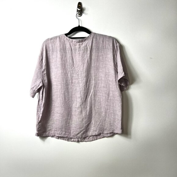 C&C California 100% linen purple button up top women’s large - Picture 6 of 7